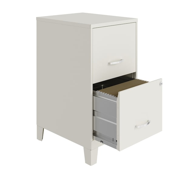 Space Solutions 14.25 in W 2 Drawer Vertical File Cabinet W/ Legs, Pearl White - 25884