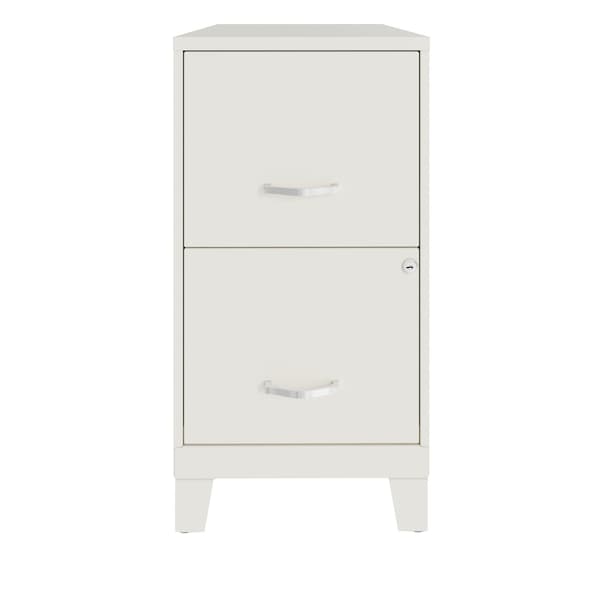 Space Solutions 14.25 in W 2 Drawer Vertical File Cabinet W/ Legs, Pearl White - 25884