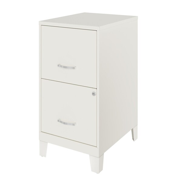 Space Solutions 14.25 in W 2 Drawer Vertical File Cabinet W/ Legs, Pearl White - 25884