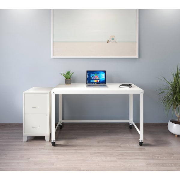 Space Solutions 14.25 in W 2 Drawer Vertical File Cabinet W/ Legs, Pearl White - 25884