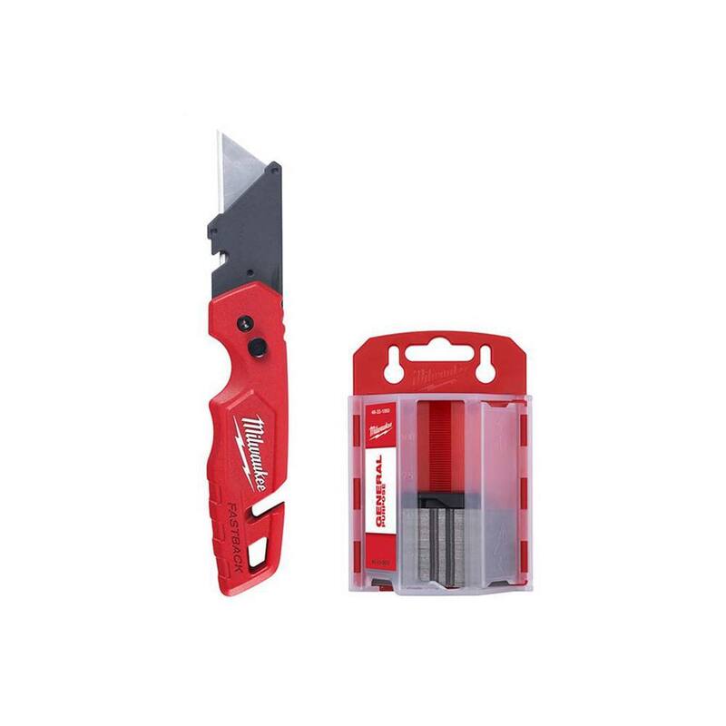 Milwaukee FASTBACK Folding Utility Knives with Blade Storage and 50-Pack General Purpose Utility Blade Set - 48-22-1504