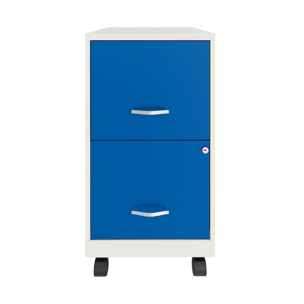 Space Solutions 14.25 in W 2 Drawer Mobile Vertical File Cabinet, Pearl White / Classic Blue - 25331