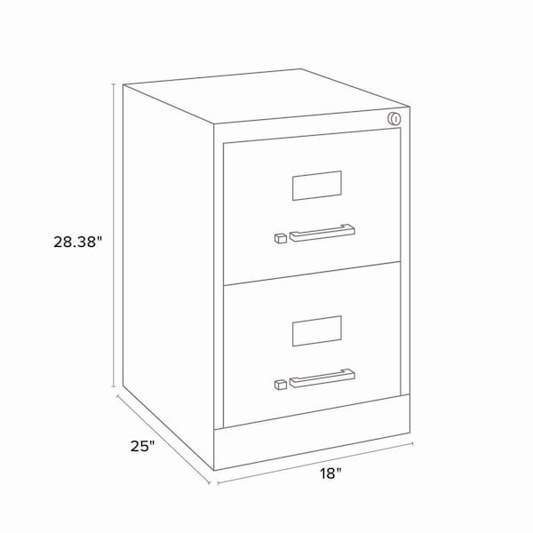 Alera Two-Drawer Economy Vertical File, 2 Legal-Size File Drawers, Light Gray, 15 in.x25 in.x28.38 in. - 26136