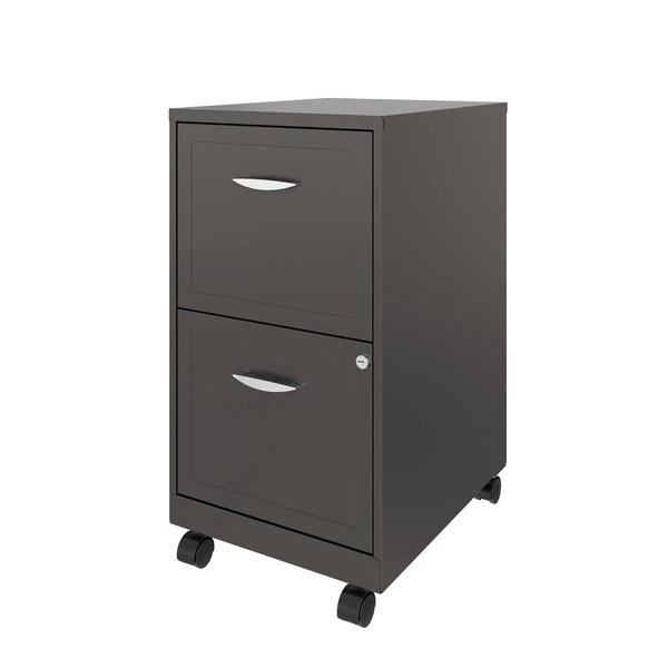 Space Solutions 14.25 in W 2 Drawer Mobile Vertical File Cabinet, Metallic Charcoal - 22616