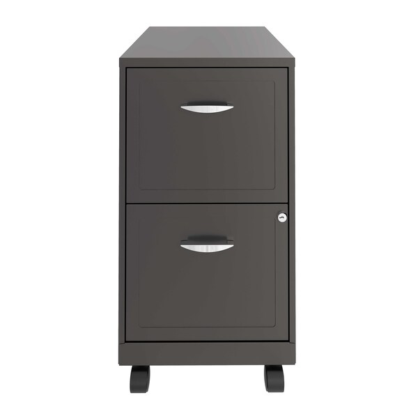 Space Solutions 14.25 in W 2 Drawer Mobile Vertical File Cabinet, Metallic Charcoal - 22616