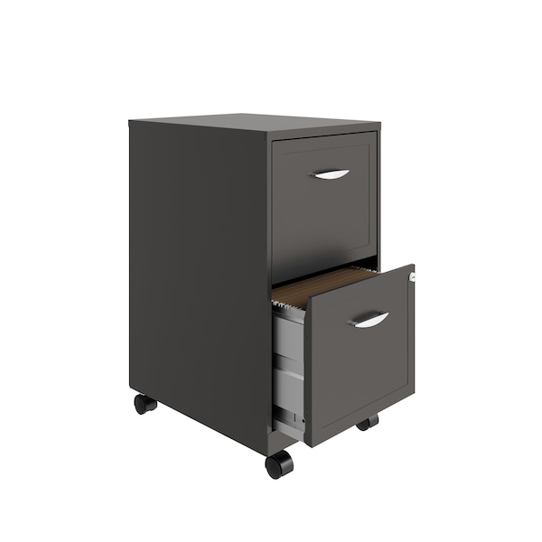 Space Solutions 14.25 in W 2 Drawer Mobile Vertical File Cabinet, Metallic Charcoal - 22616