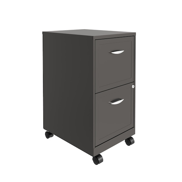 Space Solutions 14.25 in W 2 Drawer Mobile Vertical File Cabinet, Metallic Charcoal - 22616