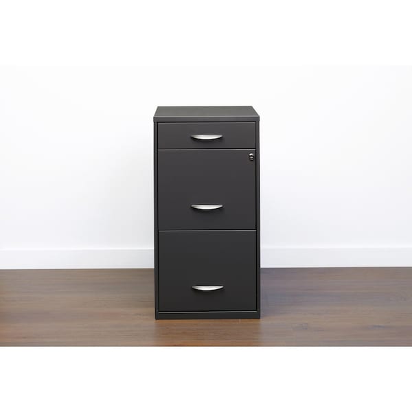 Space Solutions 14.25 in W 3 Drawer Vertical File Cabinet W/ Pencil Drawer, Charcoal - 20205