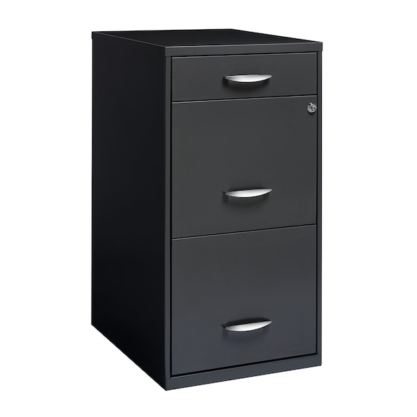 Space Solutions 14.25 in W 3 Drawer Vertical File Cabinet W/ Pencil Drawer, Charcoal - 20205