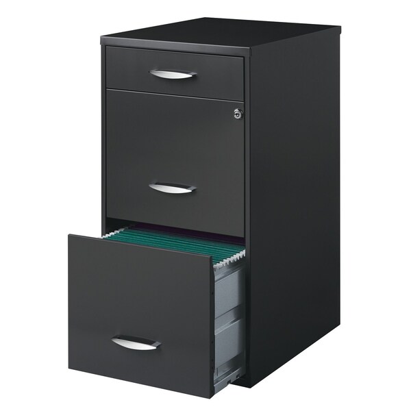 Space Solutions 14.25 in W 3 Drawer Vertical File Cabinet W/ Pencil Drawer, Charcoal - 20205