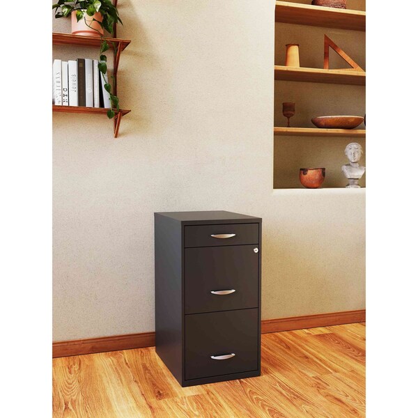 Space Solutions 14.25 in W 3 Drawer Vertical File Cabinet W/ Pencil Drawer, Charcoal - 20205