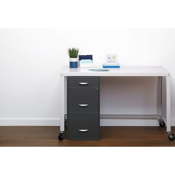 Space Solutions 14.25 in W 3 Drawer Vertical File Cabinet W/ Pencil Drawer, Charcoal - 20205
