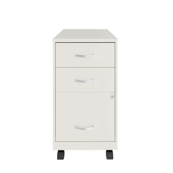 Space Solutions 14.25 in W 3 Drawer Mobile Vertical File Cabinet, Pearl White - 24428