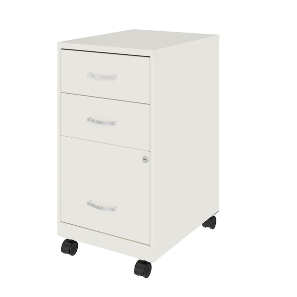 Space Solutions 14.25 in W 3 Drawer Mobile Vertical File Cabinet, Pearl White - 24428