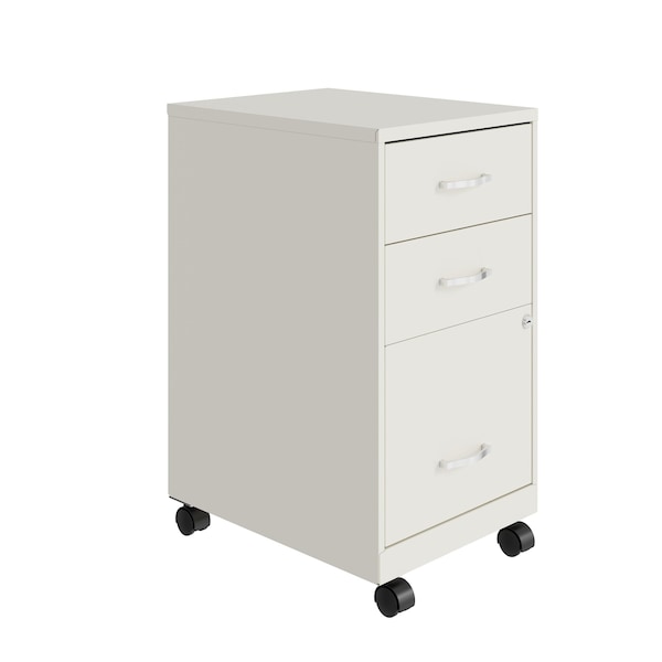 Space Solutions 14.25 in W 3 Drawer Mobile Vertical File Cabinet, Pearl White - 24428