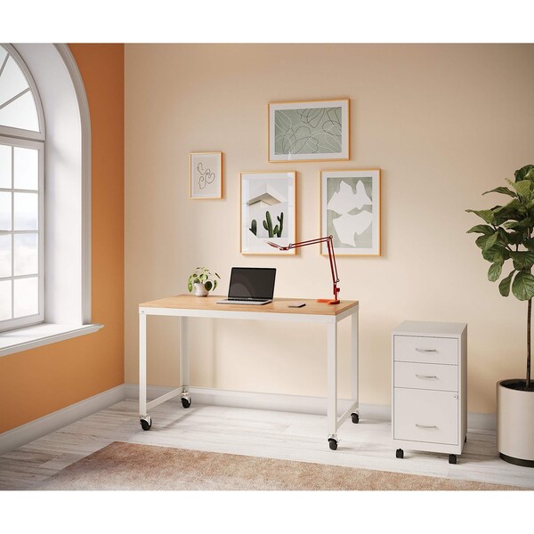 Space Solutions 14.25 in W 3 Drawer Mobile Vertical File Cabinet, Pearl White - 24428