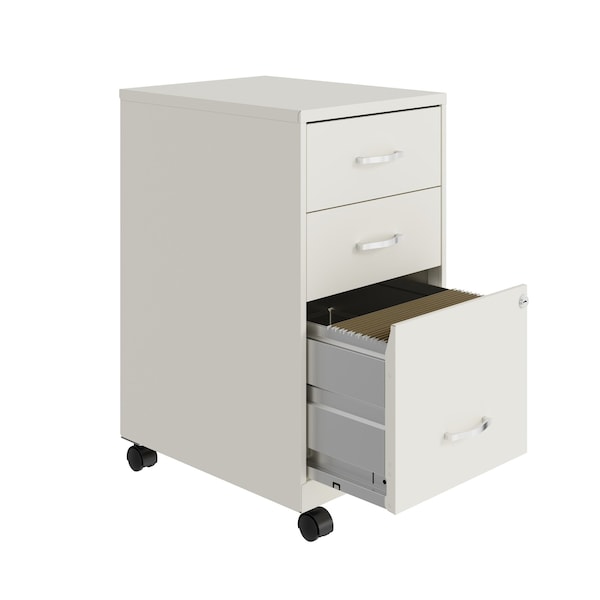 Space Solutions 14.25 in W 3 Drawer Mobile Vertical File Cabinet, Pearl White - 24428