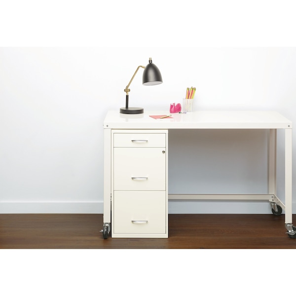 Space Solutions 14.25 in W 3 Drawer Vertical File Cabinet W/ Pencil Drawer, Pearl White - 19157
