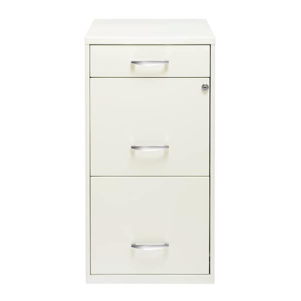 Space Solutions 14.25 in W 3 Drawer Vertical File Cabinet W/ Pencil Drawer, Pearl White - 19157