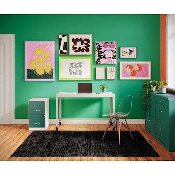 Space Solutions 14.25 in W 2 Drawer Vertical File Cabinet, Pearl White / Teal - 25040
