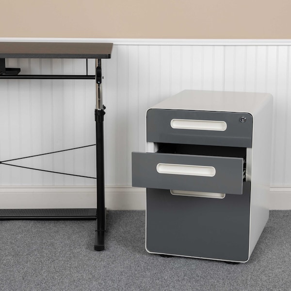Flash Furniture Filing Cabinet, White/Charcoal - HZ-AP535-02-DGY-WH-GG