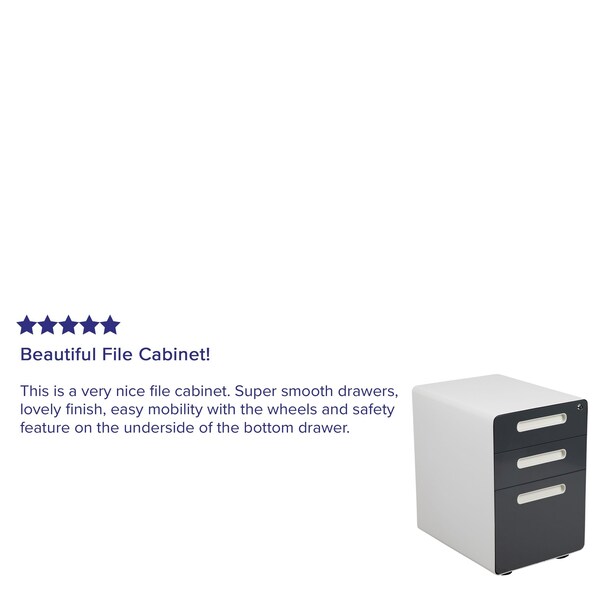 Flash Furniture Filing Cabinet, White/Charcoal - HZ-AP535-02-DGY-WH-GG