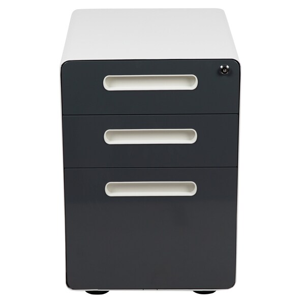 Flash Furniture Filing Cabinet, White/Charcoal - HZ-AP535-02-DGY-WH-GG