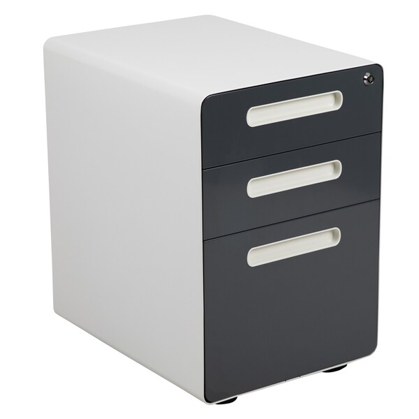 Flash Furniture Filing Cabinet, White/Charcoal - HZ-AP535-02-DGY-WH-GG