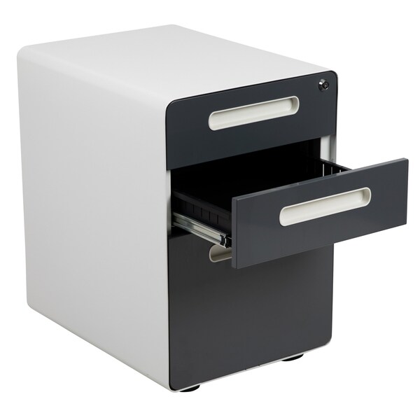 Flash Furniture Filing Cabinet, White/Charcoal - HZ-AP535-02-DGY-WH-GG
