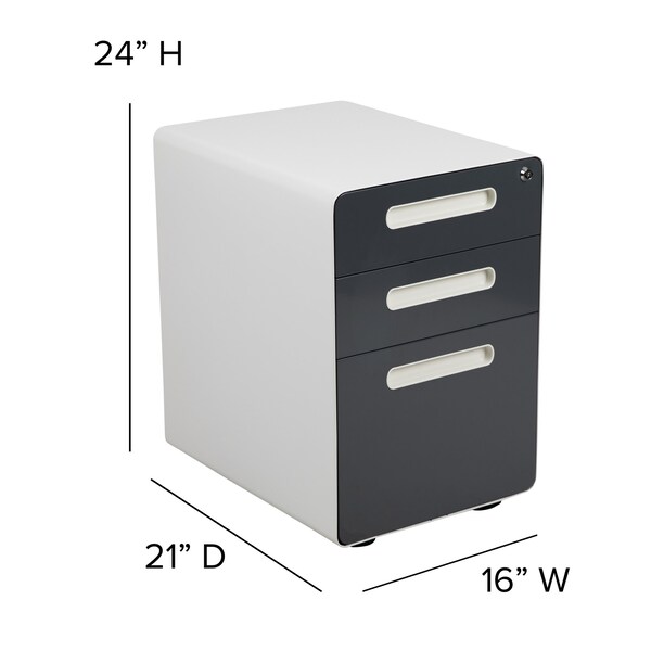 Flash Furniture Filing Cabinet, White/Charcoal - HZ-AP535-02-DGY-WH-GG