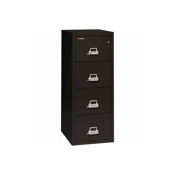 Fire King Fireking Fireproof 4 Drawer Vertical File Cabinet - Letter Size 18"W x 25"D x 53"H - Black - 4-1825CBL