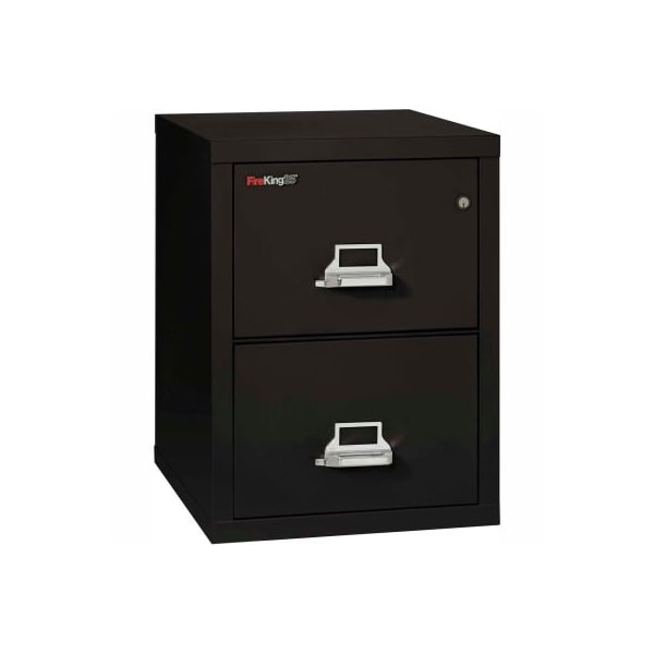 Fire King Fireking Fireproof 2 Drawer Vertical File Cabinet - Legal Size 21"W x 25"D x 28"H - Black - 22125CBL