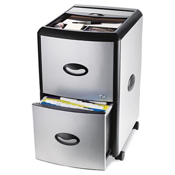 Made-To-Stick Mobile Filing Cabinet With Metal Siding  19w x 15d x 23h  Black/Silver - MA41523