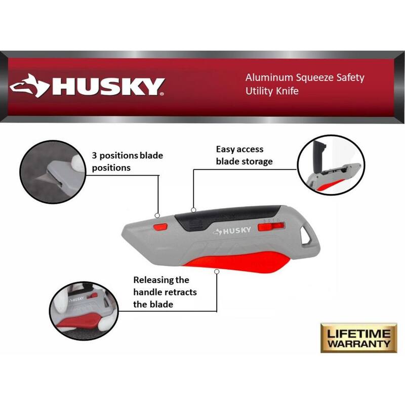 Husky Aluminum Squeeze Safety Utility Knife - 00044