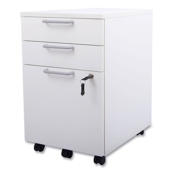 Union & Scale Essentials Mobile Pedestal File, Left or Right, 3-Drawers: Box/Box/File, Legal/Letter, White - UN56980-CC