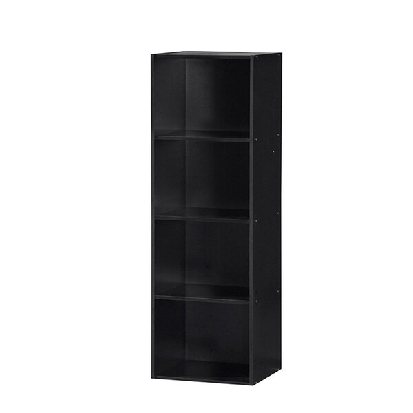 Hodedah Hodedah HID24 BLACK Four Shelf Bookcase - Black - HID24 BLACK