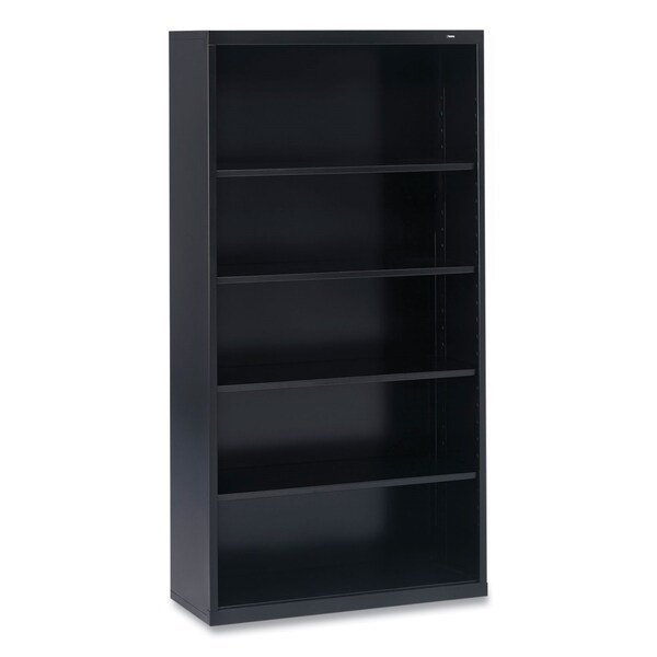Tennsco Metal Bookcase, Five-Shelf, 34.5w x 13.5d x 66h, Black - B-66-BLK
