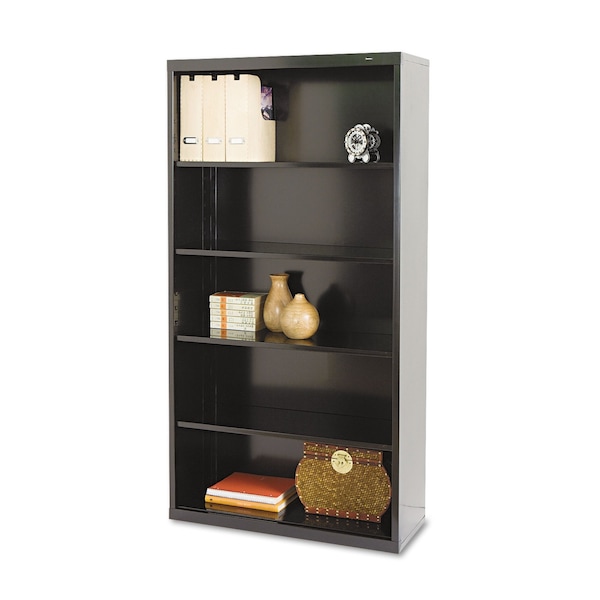 Tennsco Metal Bookcase, Five-Shelf, 34.5w x 13.5d x 66h, Black - B-66-BLK