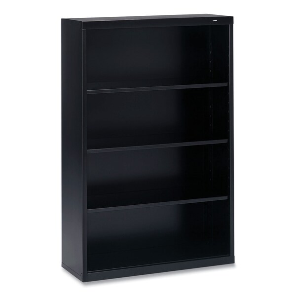 Tennsco Metal Bookcase, Four-Shelf, 34.5w x 13.5d x 52.5h, Black - B-53-BLK