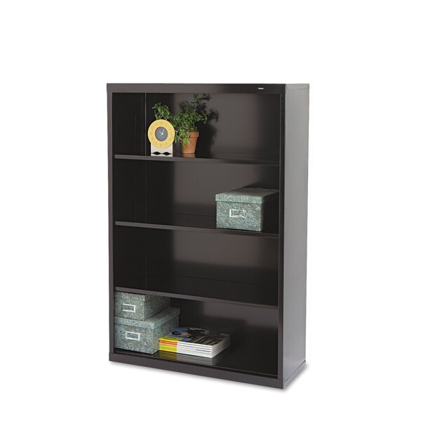 Tennsco Metal Bookcase, Four-Shelf, 34.5w x 13.5d x 52.5h, Black - B-53-BLK