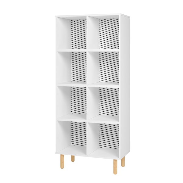 Manhattan Comfort Essex 60.23 Double Bookcase with 8 Shelves in White and Zebra - 409AMC176