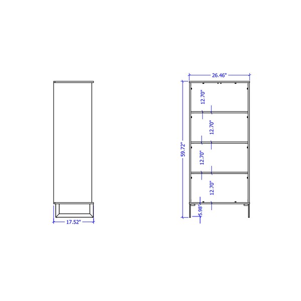 Manhattan Comfort Lexington 59.72 Bookcase with 4 Shelves in Maple Cream - 72551