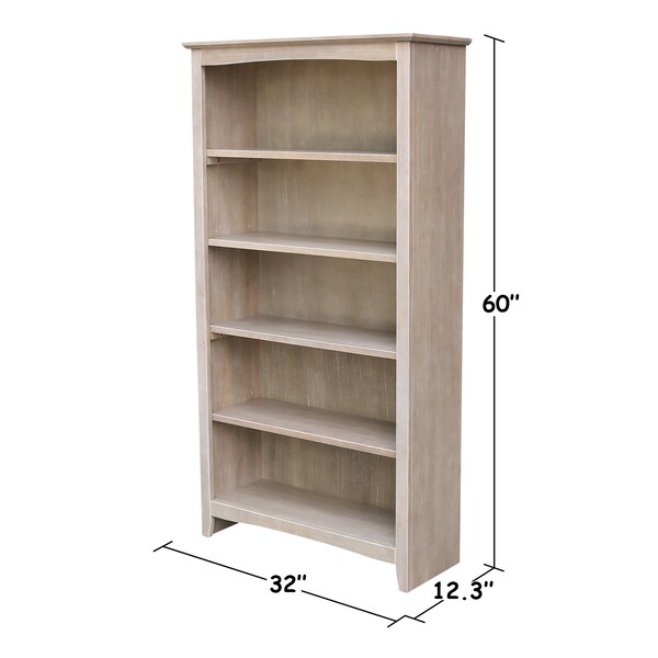 International Concepts Shaker Bookcase, 60"H, Washed Gray Taupe - SH09-3226A