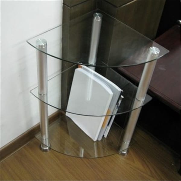 Rta Home And Office Corner Glass and Aluminum Bookcase or Utility Stand - CVM-003