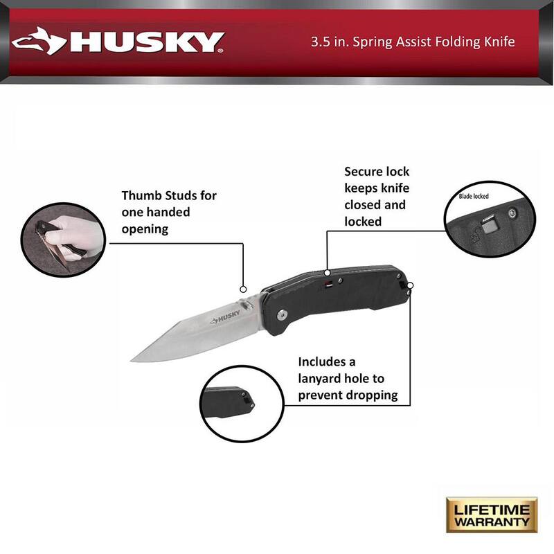 Husky 3.5 in. Spring Assist Folding Knife - 90698