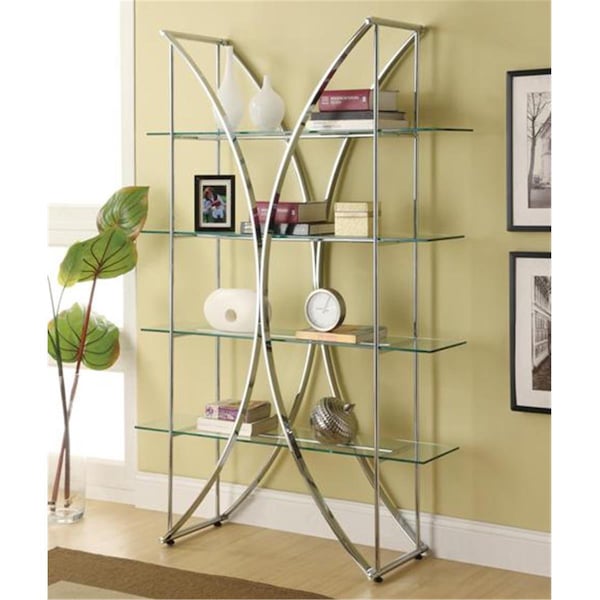 Coaster Coaster 910050 Bookcases X-Motif Chrome Finish Bookshelf with Floating Style Glass Shelves - 910050