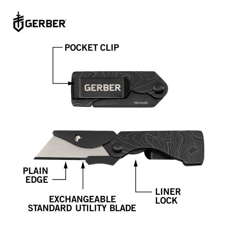 Gerber E.A.B. Stainless Steel Compact Utility Knife in Black Topo - 1074888