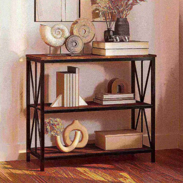 Hastings Home 3-Tier Freestanding Barnwood Bookcase - 690147PSV