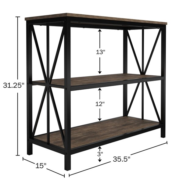 Hastings Home 3-Tier Freestanding Barnwood Bookcase - 690147PSV