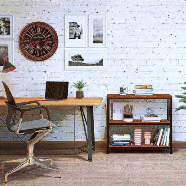 Hastings Home 3-Tier Freestanding Barnwood Bookcase - 690147PSV